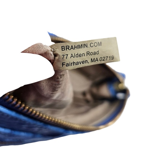 Brahmin Blue Vibrant Azure Melbourne Clutch Wristlet Crocodile Embossed Leather - Picture 13 of 16